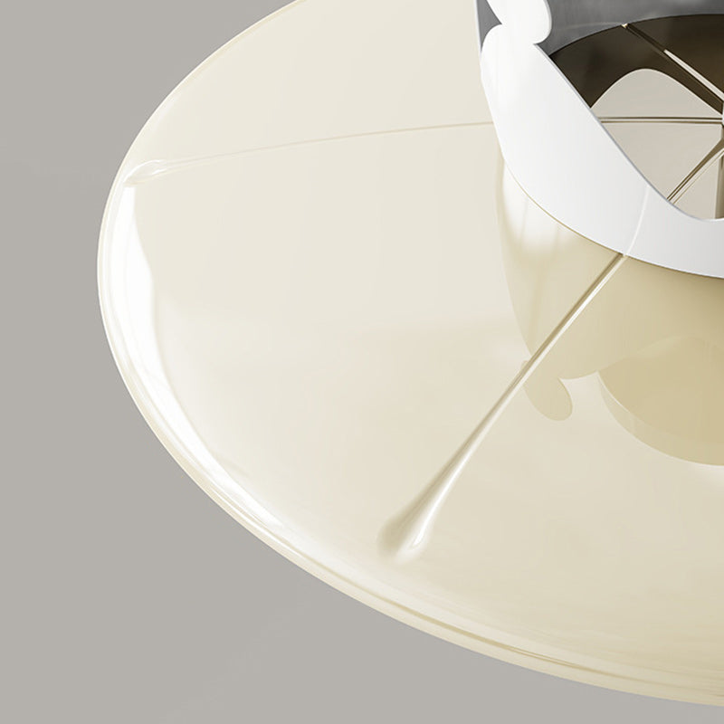 Contemporary Nordic Cream Crown Round Iron LED Semi-Flush Mount Ceiling Light For Bedroom