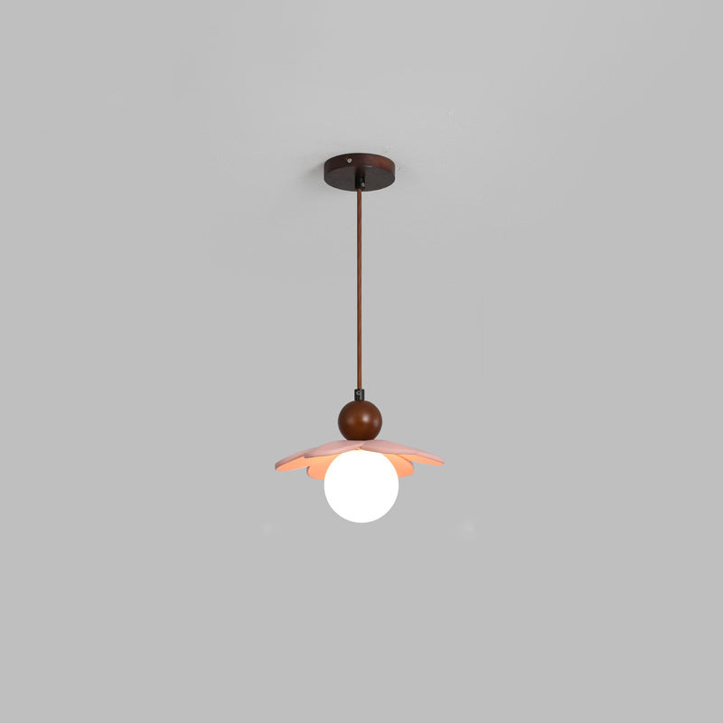 Contemporary Scandinavian Floral Orb Resin 1-Light Pendant Light For Bedroom