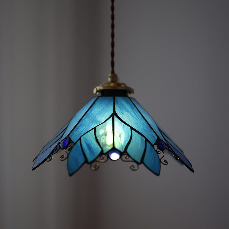 Contemporary Creative Angel Wings Cone Glass Copper 1-Light Pendant Light For Living Room