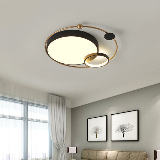 Contemporary Scandinavian Romantic Round Circle Dome Iron Acrylic LED Flush Mount Ceiling Light For Bedroom