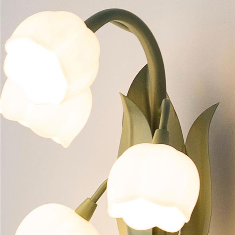 Contemporary Creative Bell Orchid Flower Round Iron PC 5-Light Table Lamp For Bedroom