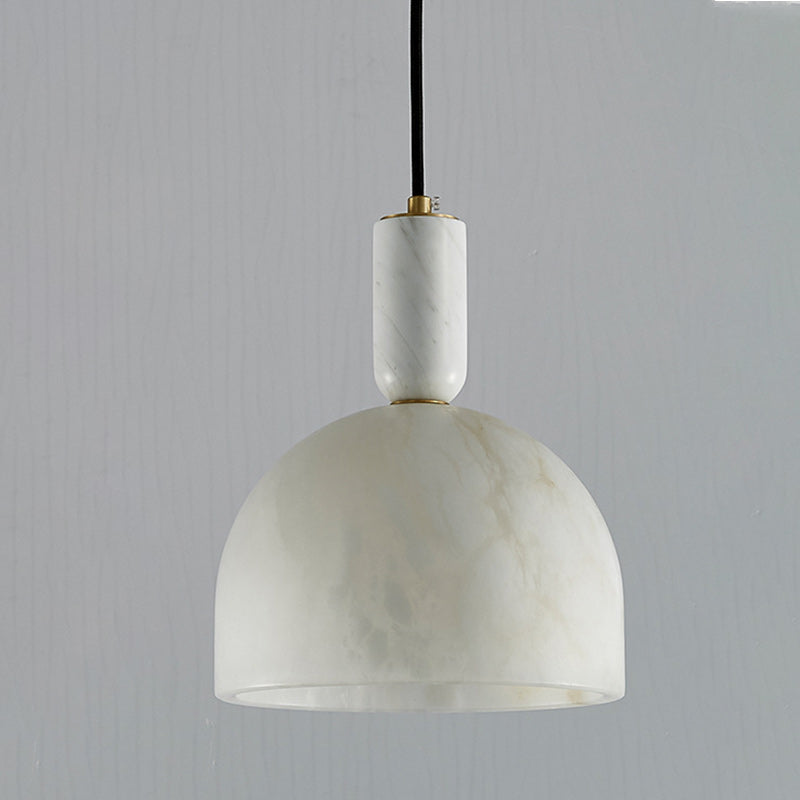 Modern Mid-Century Round Semi-circle Oval Copper Marble 1-Light Pendant Light For Bedroom
