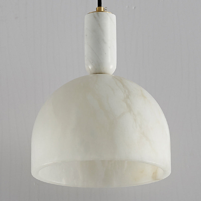 Modern Mid-Century Round Semi-circle Oval Copper Marble 1-Light Pendant Light For Bedroom