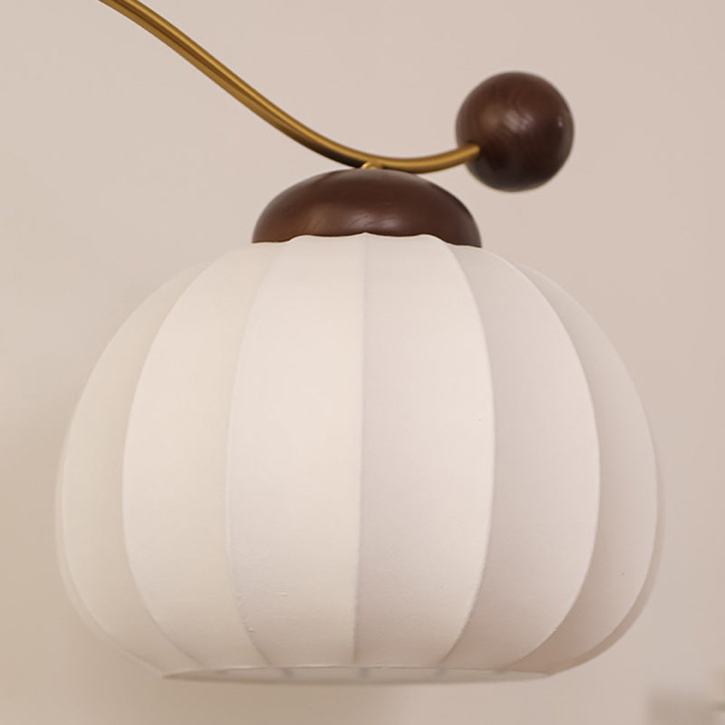 Traditional Vintage Round Oval Ash Wood Silk Aluminum 1-Light Table Lamp For Bedroom