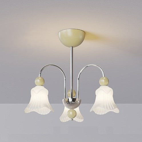 ثريا معاصرة دائرية من الحديد والزجاج بتصميم أزهار نورديك، 3/5 ضوء لغرفة النوم