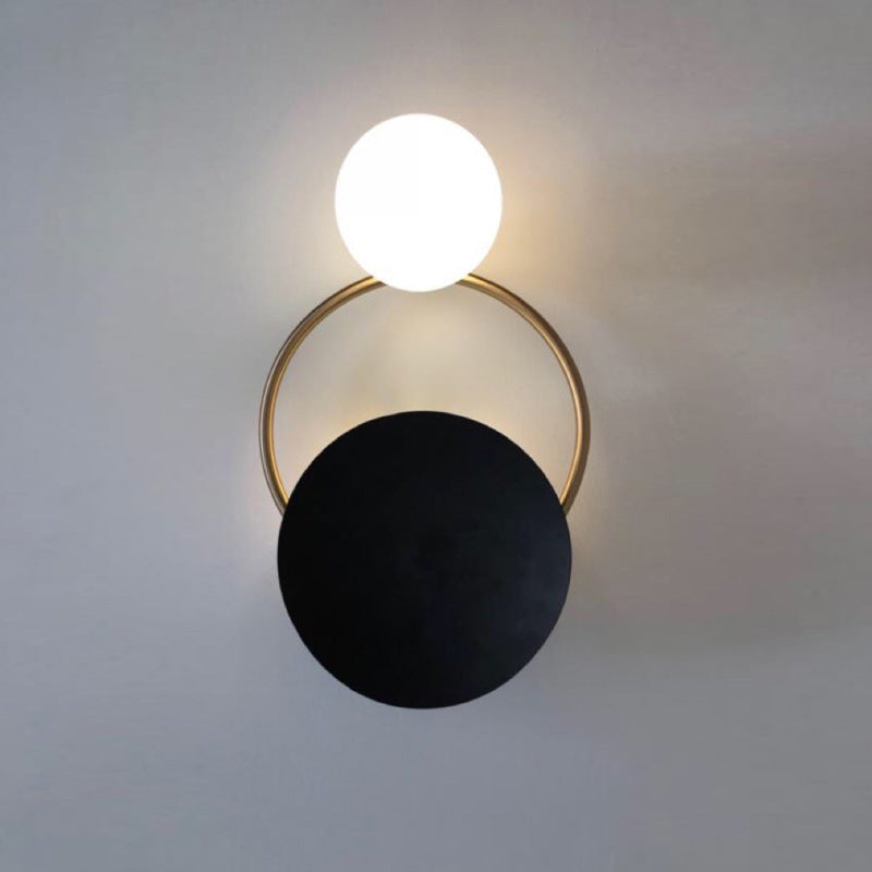 Modern Mid-Century Round Circle Ring Hardware Glass 2-Light Wall Sconce Lamp For Bedroom