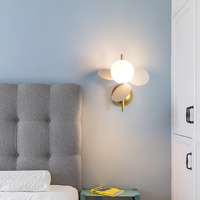 Contemporary Creative Kids Macaron Round Iron PVC Glass 1-Light Wall Sconce Lamp For Bedroom