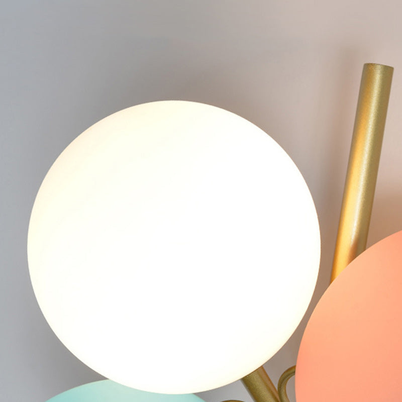 Contemporary Creative Kids Macaron Round Iron PVC Glass 1-Light Wall Sconce Lamp For Bedroom