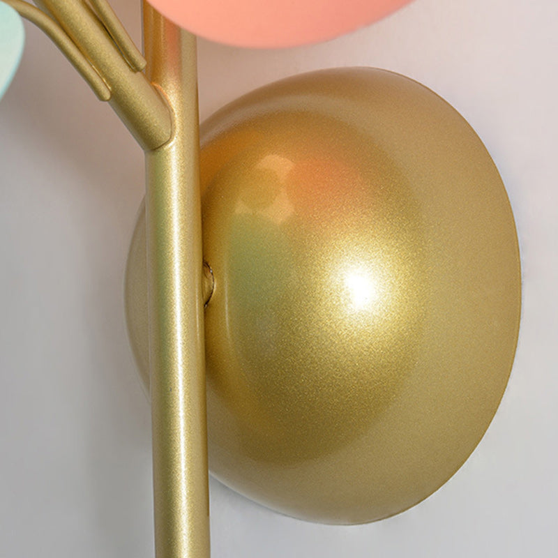 Contemporary Creative Kids Macaron Round Iron PVC Glass 1-Light Wall Sconce Lamp For Bedroom