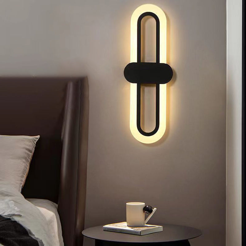 Modern Minimalist Oval Aluminum Acrylic LED Wall Sconce Lamp For Bedroom
