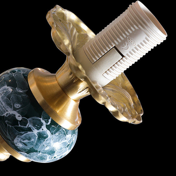 ثريا فرنسية تقليدية دائرية مصنوعة من النحاس والزجاج والسيراميك، 3/6/8/10 مصابيح لغرفة المعيشة