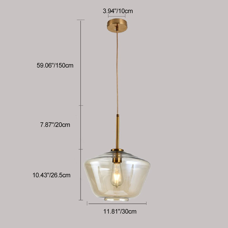 Contemporary Scandinavian Irregular Cylinder Round Oval Hardware Glass 1-Light Pendant Light For Bedroom