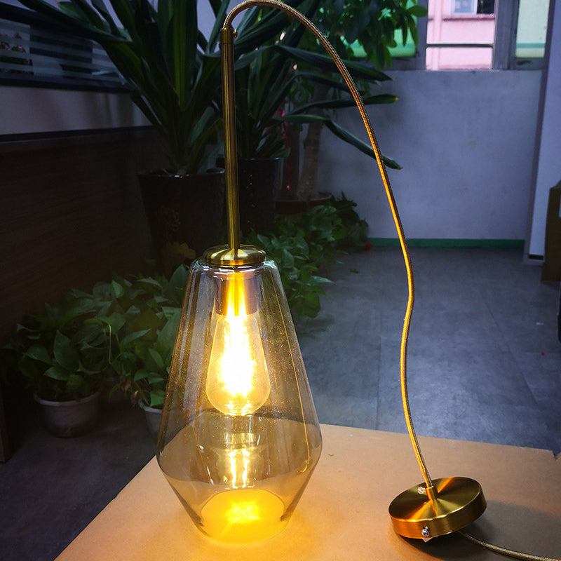 Contemporary Scandinavian Irregular Cylinder Round Oval Hardware Glass 1-Light Pendant Light For Bedroom