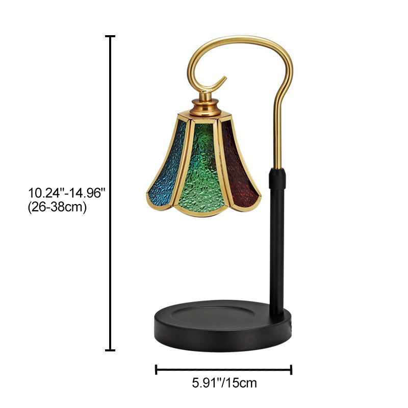 Traditional Rustic Liftable Lace Cone Iron Glass 1-Light Melting Wax Table Lamp For Bedroom