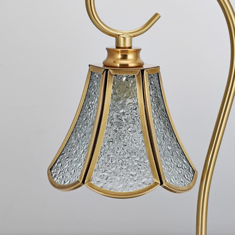 Traditional Rustic Liftable Lace Cone Iron Glass 1-Light Melting Wax Table Lamp For Bedroom