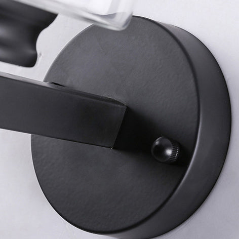 Modern Minimalist Round Cylinder Iron Glass 1-Light Wall Sconce Lamp For Bedroom