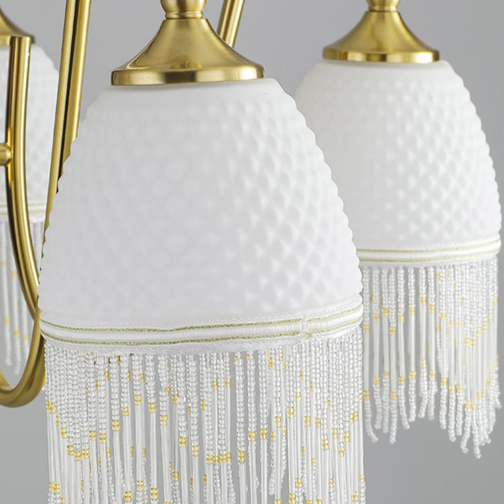 ثريا فرنسية تقليدية دائرية بيضاوية الشكل مصنوعة من الحديد والخشب والزجاج، 3/5/8 مصابيح لغرفة المعيشة