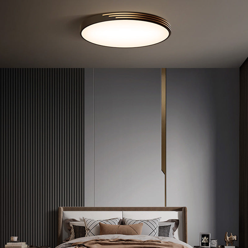 Traditional Vintage Round Dome Copper Acrylic LED Flush Mount Ceiling Light For Bedroom