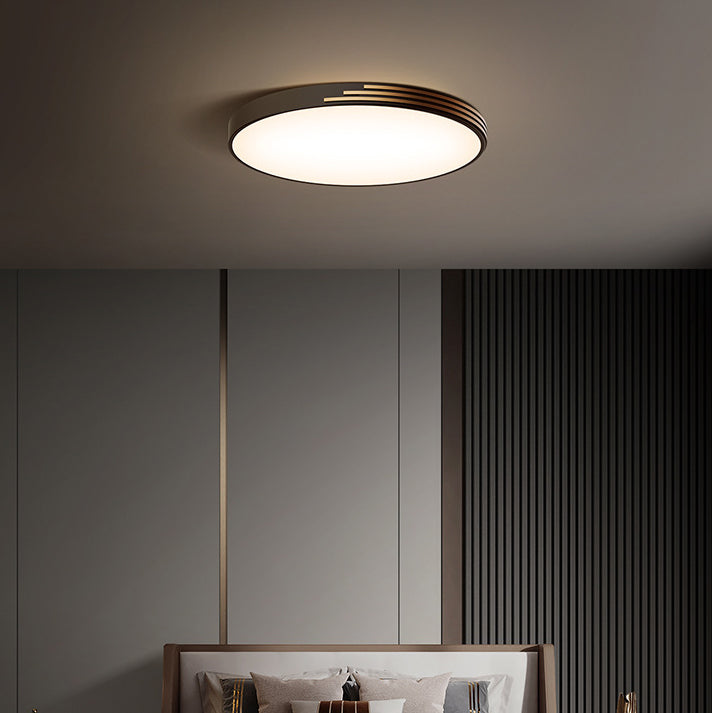 Traditional Vintage Round Dome Copper Acrylic LED Flush Mount Ceiling Light For Bedroom
