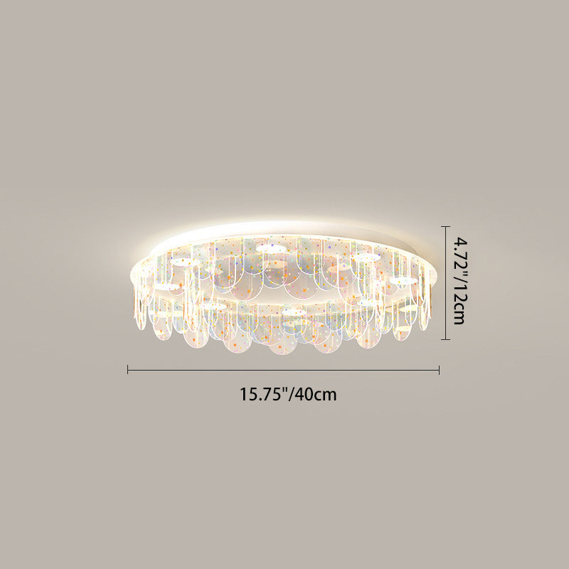 Contemporary Nordic Colorful Round Iron Acrylic LED Flush Mount Ceiling Light For Bedroom