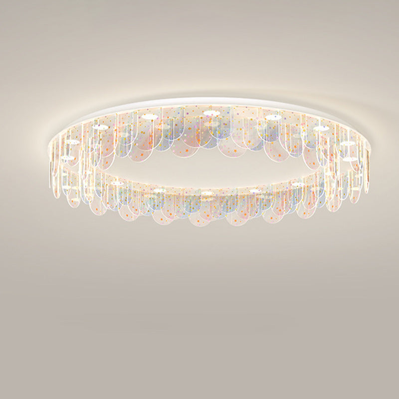 Contemporary Nordic Colorful Round Iron Acrylic LED Flush Mount Ceiling Light For Bedroom