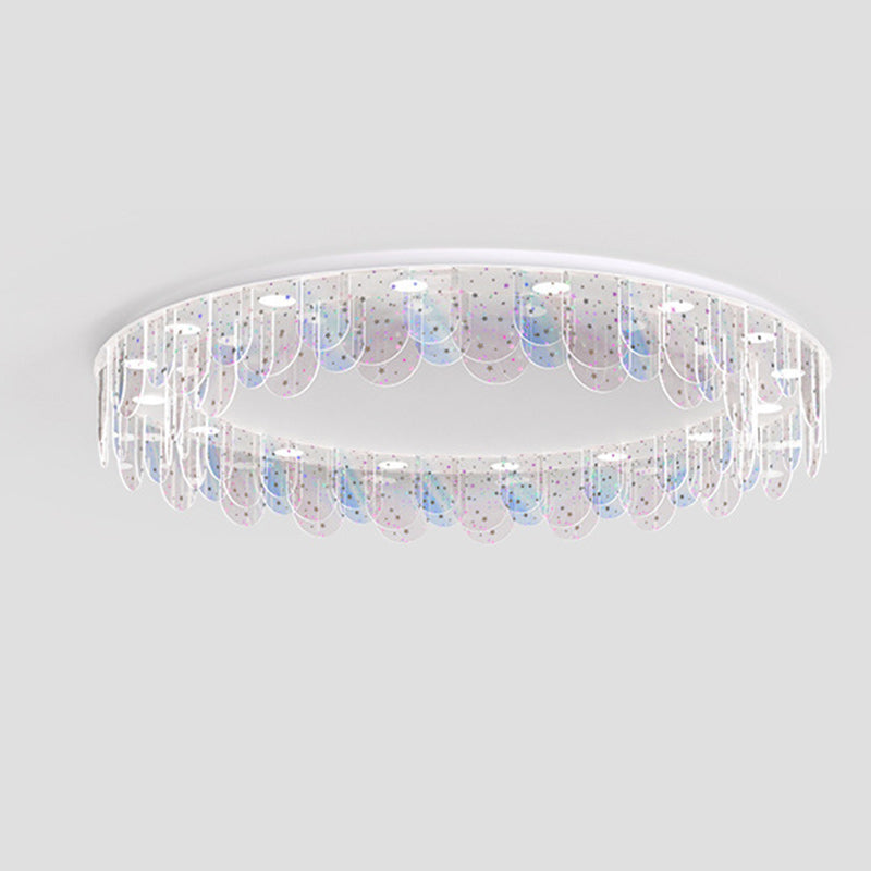 Contemporary Nordic Colorful Round Iron Acrylic LED Flush Mount Ceiling Light For Bedroom
