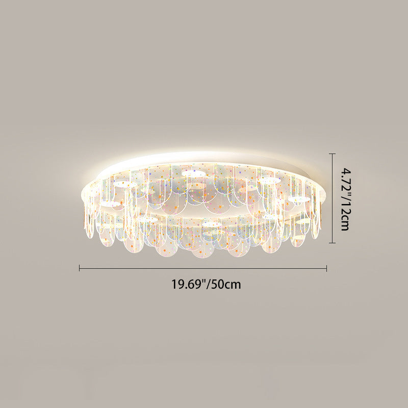 Contemporary Nordic Colorful Round Iron Acrylic LED Flush Mount Ceiling Light For Bedroom