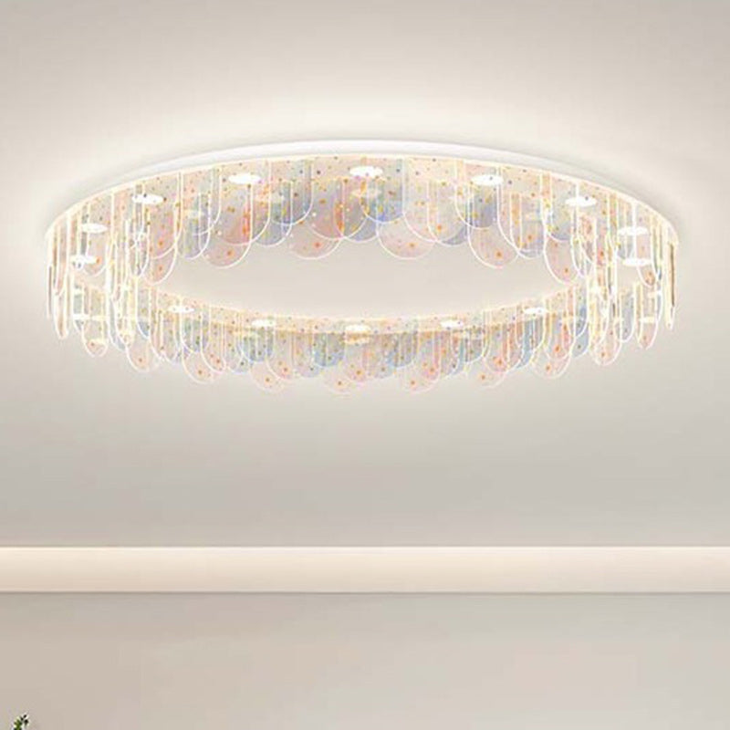 Contemporary Nordic Colorful Round Iron Acrylic LED Flush Mount Ceiling Light For Bedroom