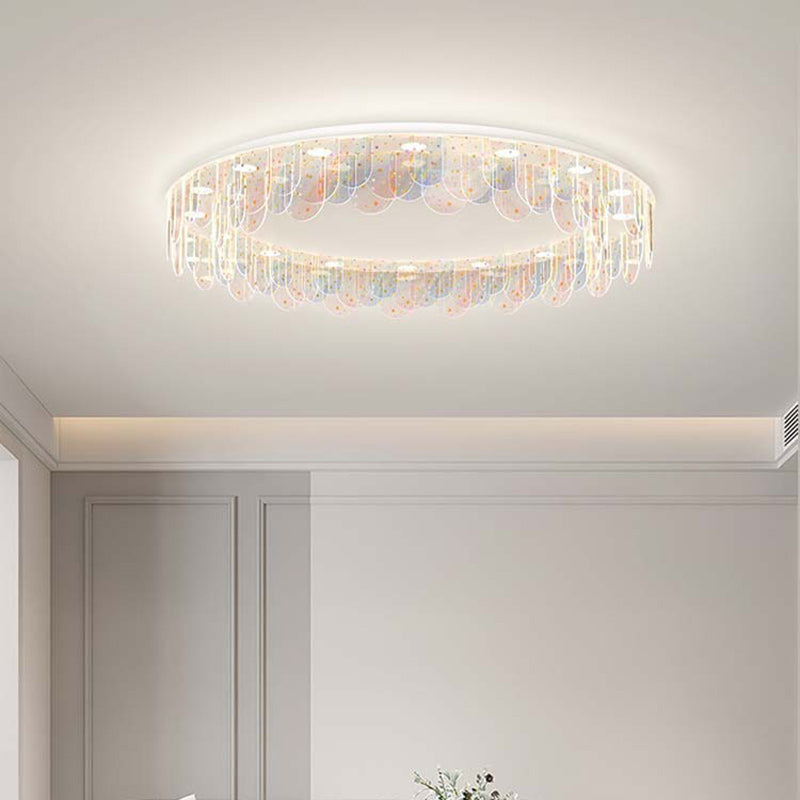 Contemporary Nordic Colorful Round Iron Acrylic LED Flush Mount Ceiling Light For Bedroom