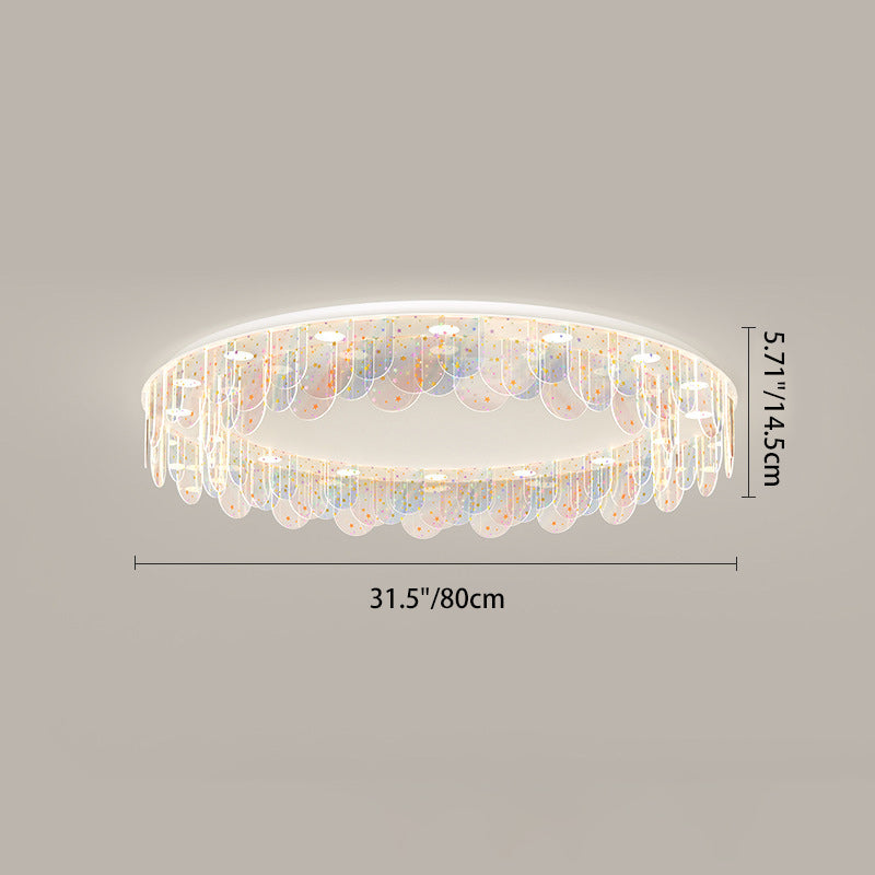 Contemporary Nordic Colorful Round Iron Acrylic LED Flush Mount Ceiling Light For Bedroom