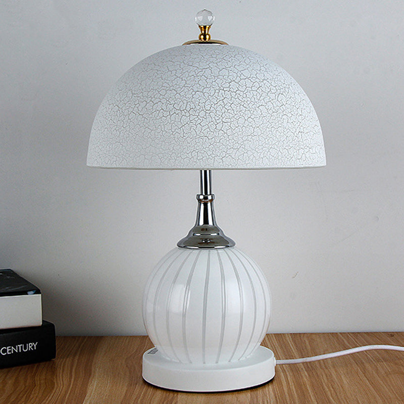 Modern Minimalist Round Semicircle Orb Iron Glass 2-Light Table Lamp For Bedroom