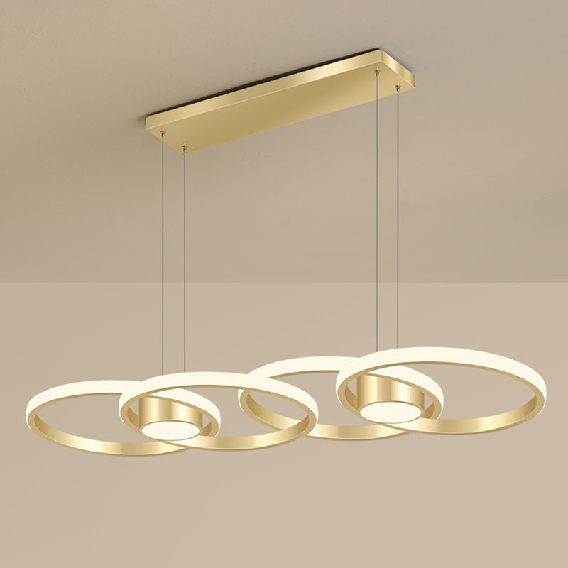 Contemporary Scandinavian Round Circle Aluminum LED Island Light Chandelier For Dining Room