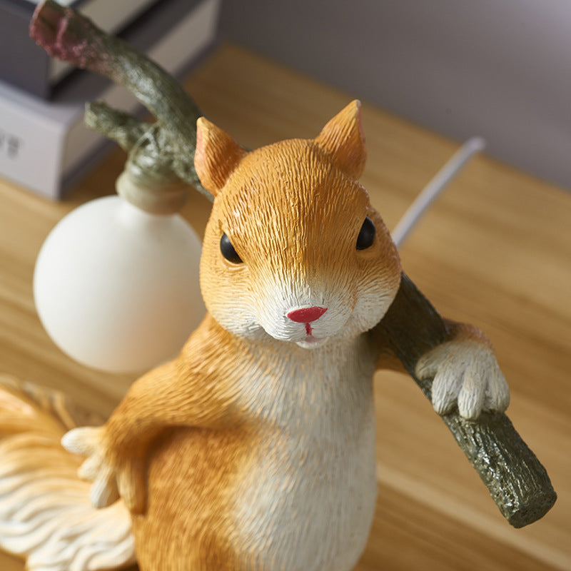 Contemporary Creative Cartoon Squirrel Resin 1-Light Table Lamp For Bedroom