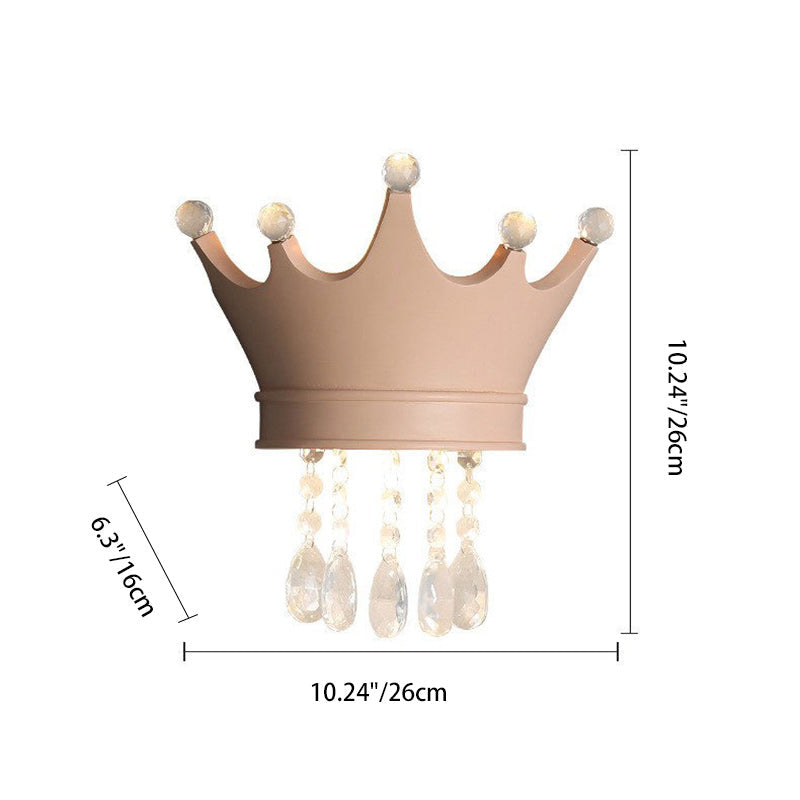 Contemporary Creative Kids Crown Semicircle Resin Crystal 2-Light Wall Sconce Lamp For Bedroom
