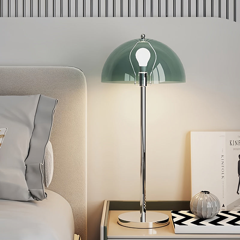 Modern Minimalist Bud Mushroom Round Semicircle Iron Acrylic 1-Light Table Lamp For Bedroom
