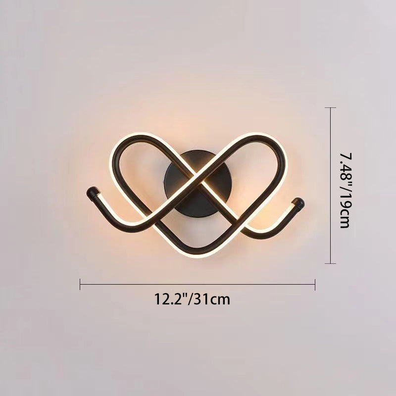Contemporary Creative Heart Iron Aluminum Silicone LED Wall Sconce Lamp For Bedroom