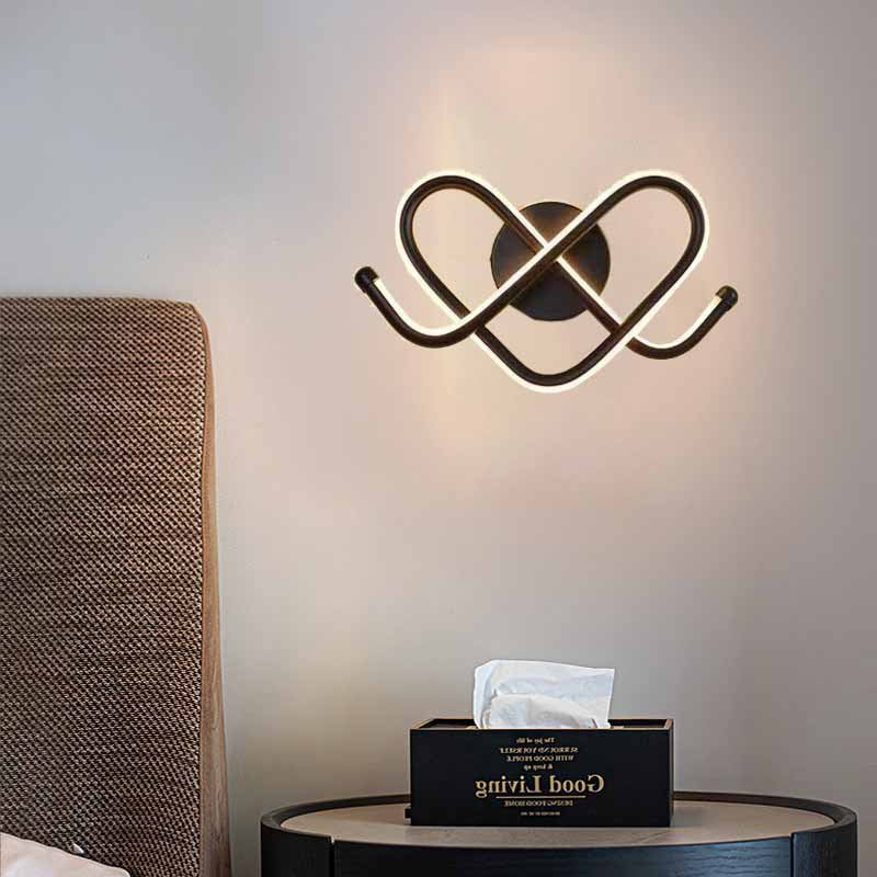 Contemporary Creative Heart Iron Aluminum Silicone LED Wall Sconce Lamp For Bedroom