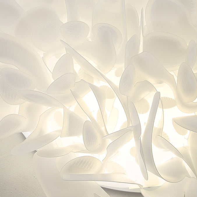 Contemporary Scandinavian Flower Feather Round Dome Iron Acrylic LED Flush Mount Ceiling Light For Bedroom