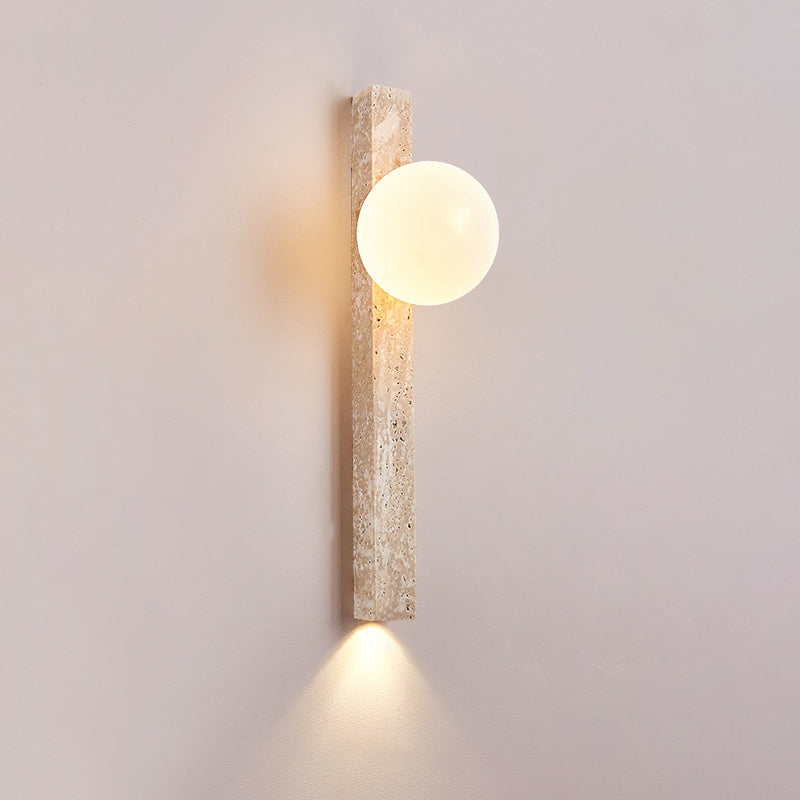 Modern Minimalist Rectangle Linear Yellow Travertine 2-Light Wall Sconce Lamp For Bedroom