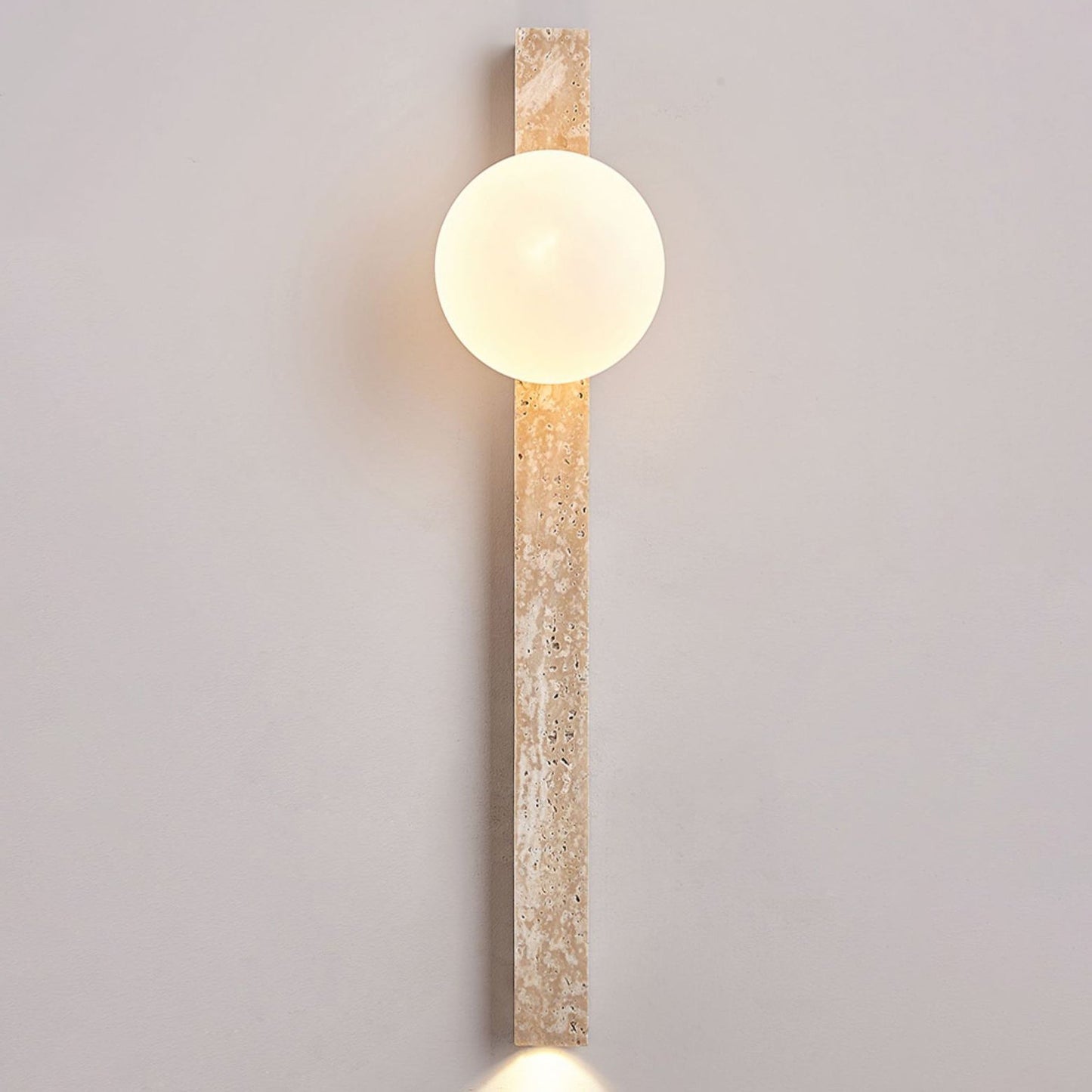 Modern Minimalist Rectangle Linear Yellow Travertine 2-Light Wall Sconce Lamp For Bedroom