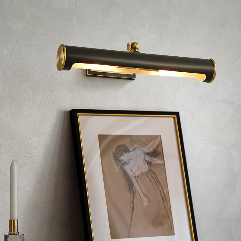 Modern Minimalist Round Cylinder Copper 2-Light Wall Sconce Lamp For Bathroom