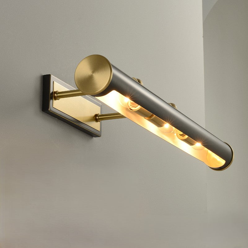 Modern Minimalist Round Cylinder Copper 2-Light Wall Sconce Lamp For Bathroom