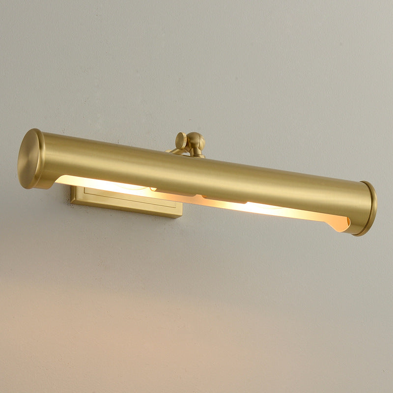 Modern Minimalist Round Cylinder Copper 2-Light Wall Sconce Lamp For Bathroom