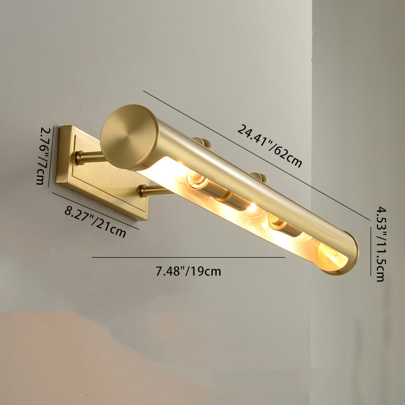 Modern Minimalist Round Cylinder Copper 2-Light Wall Sconce Lamp For Bathroom