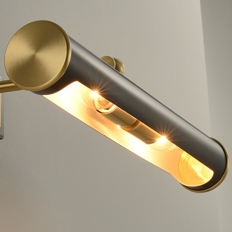Modern Minimalist Round Cylinder Copper 2-Light Wall Sconce Lamp For Bathroom