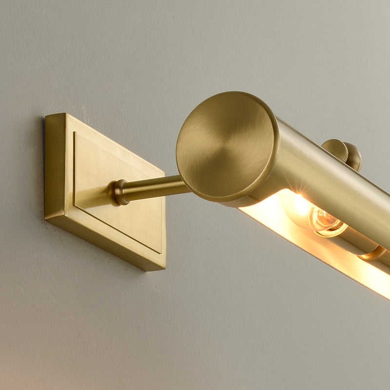 Modern Minimalist Round Cylinder Copper 2-Light Wall Sconce Lamp For Bathroom