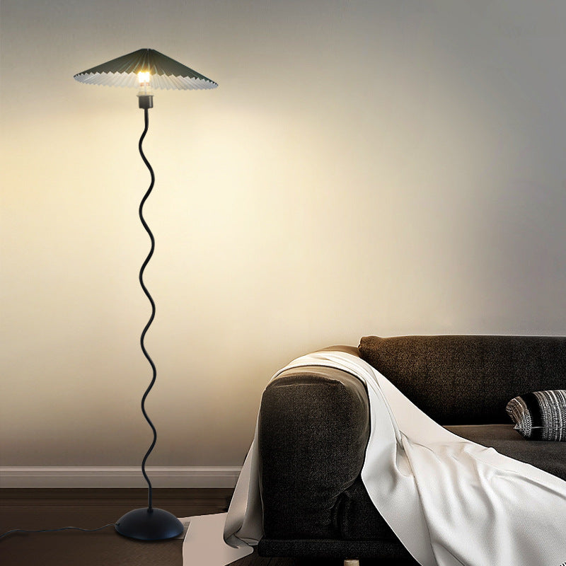 Modern Minimalist Floor Lamp – 1-Light Cone Shade in Iron & Aluminum for Living Room