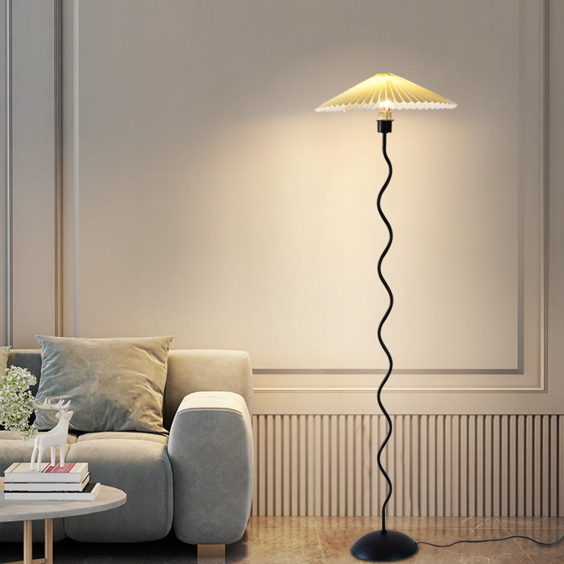 Modern Minimalist Floor Lamp – 1-Light Cone Shade in Iron & Aluminum for Living Room