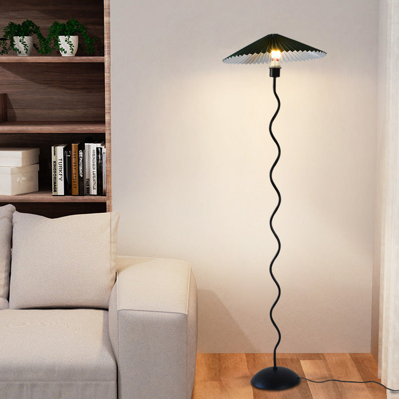 Modern Minimalist Floor Lamp – 1-Light Cone Shade in Iron & Aluminum for Living Room