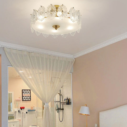 寝室用コンテンポラリースカンジナビアシェルラウンドアイアンガラス6/8ライトシャンデリア